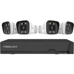 Foscam FN9108E B4 2T, Set (schwarz, 8 Kanal Netzwerk-Videorekorder FN9108E, 4x V5EP Überwachungskamera)