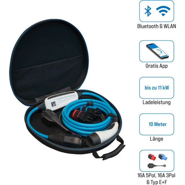NRGkick Mobile Wallbox 16A 10m Set Optimal (weiß, 11 KW, 10 Meter Kabel, WLAN + Bluetooth, Mit 3 Steckern + Tasche) 4 NRGkick Mobile Wallbox 16A 10m Set Optimal (weiß, 11 KW, 10 Meter Kabel, WLAN + Bluetooth, Mit 3 Steckern + Tasche) – Bild 4